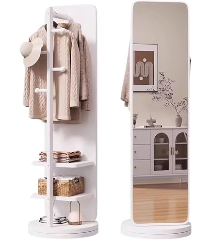 Amazon｜全身鏡 ハンガーラック ミラー ハンガー ミラー付き 回転